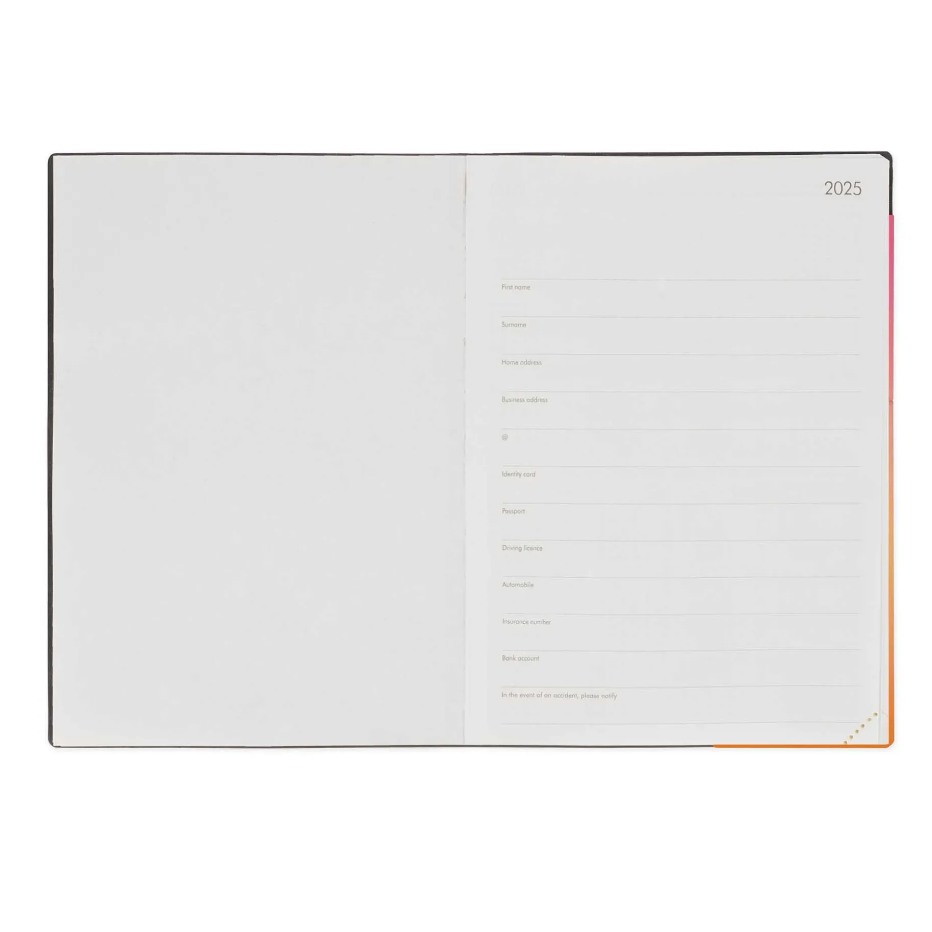 Agenda 12 Mois Journalier - Large - 2025