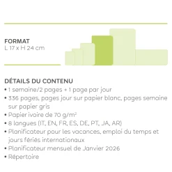 Agenda 12 Mois Semainier & Journalier - Large - 2025