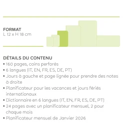 Agenda 12 Mois Semainier - Medium - Avec Section Pour Notes - 2025