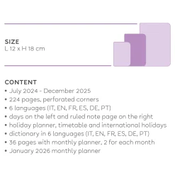 Agenda 18 Mois Semainier - Medium - Avec Section pour Notes - 2024/2025
