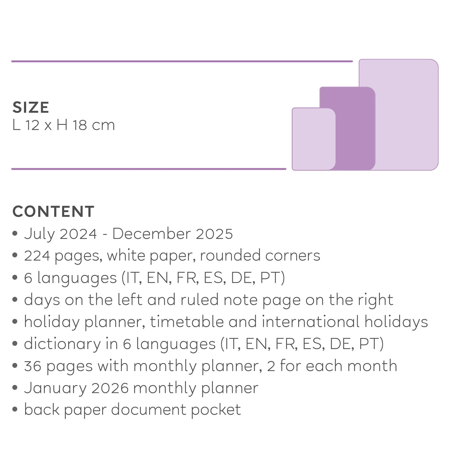 Agenda 18 Mois Semainier - Medium - 2024/2025