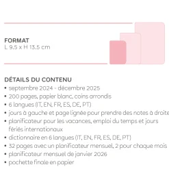 Agenda 16 Mois Semainier - Small - avec Section pour Notes - 2024/2025