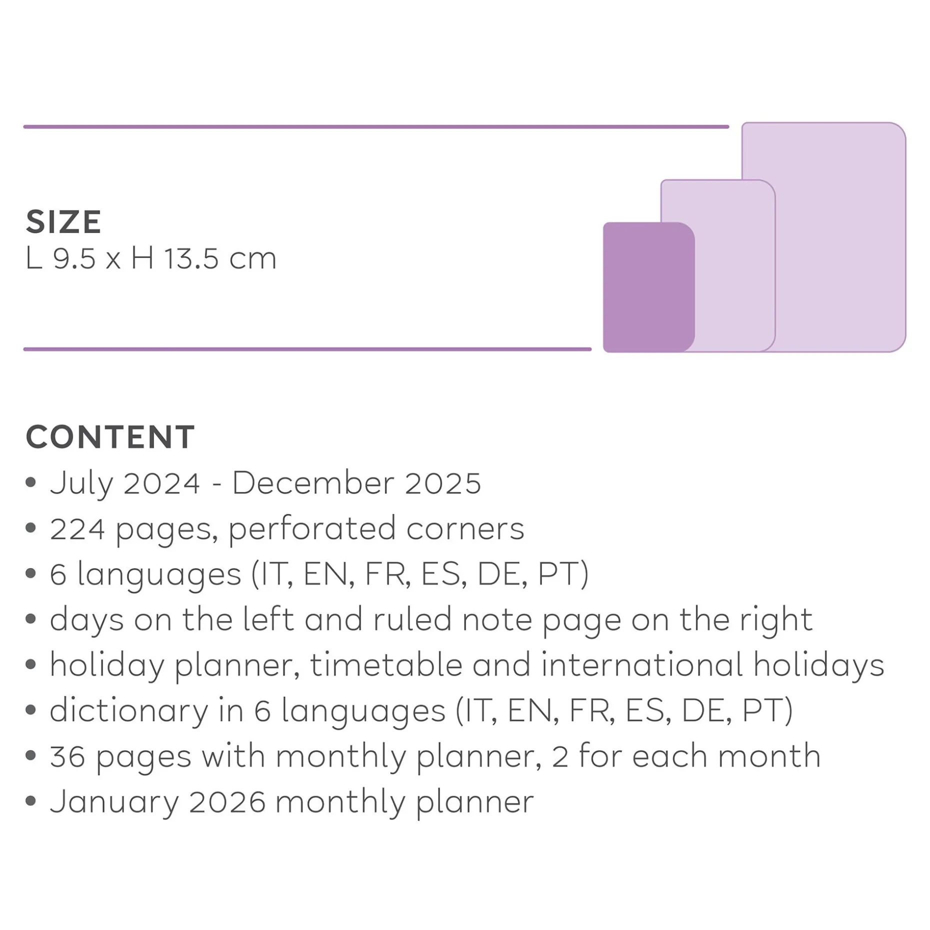 Agenda 18 Mois Semainier - Small - Avec Section Pour Notes - 2024/2025