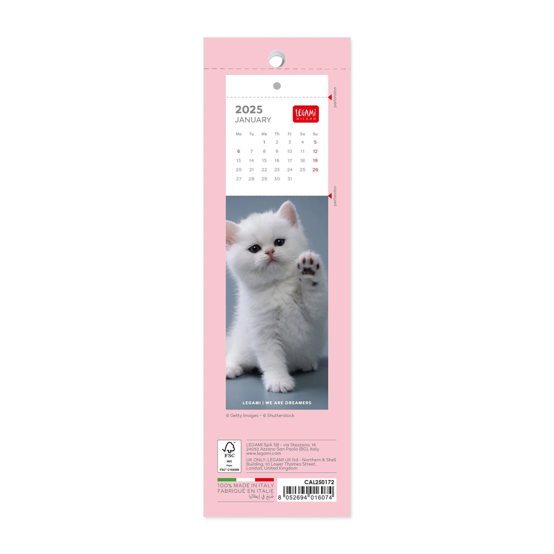 Calendrier Marque-Page 2025 - 5,5 x 18 cm