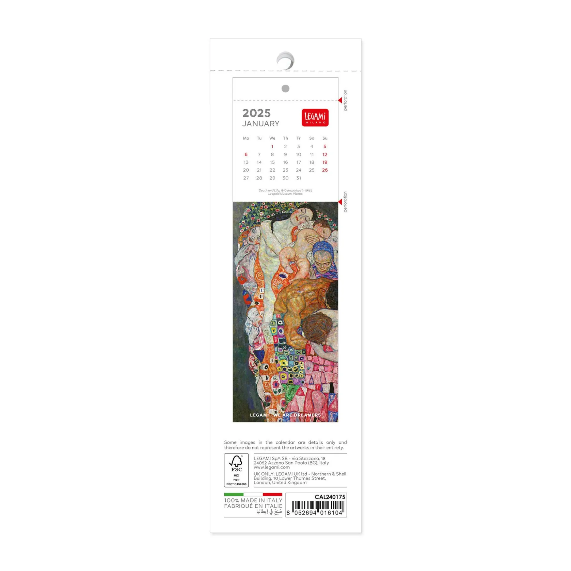 Calendrier Marque-Page 2025 - 5,5 x 18 cm