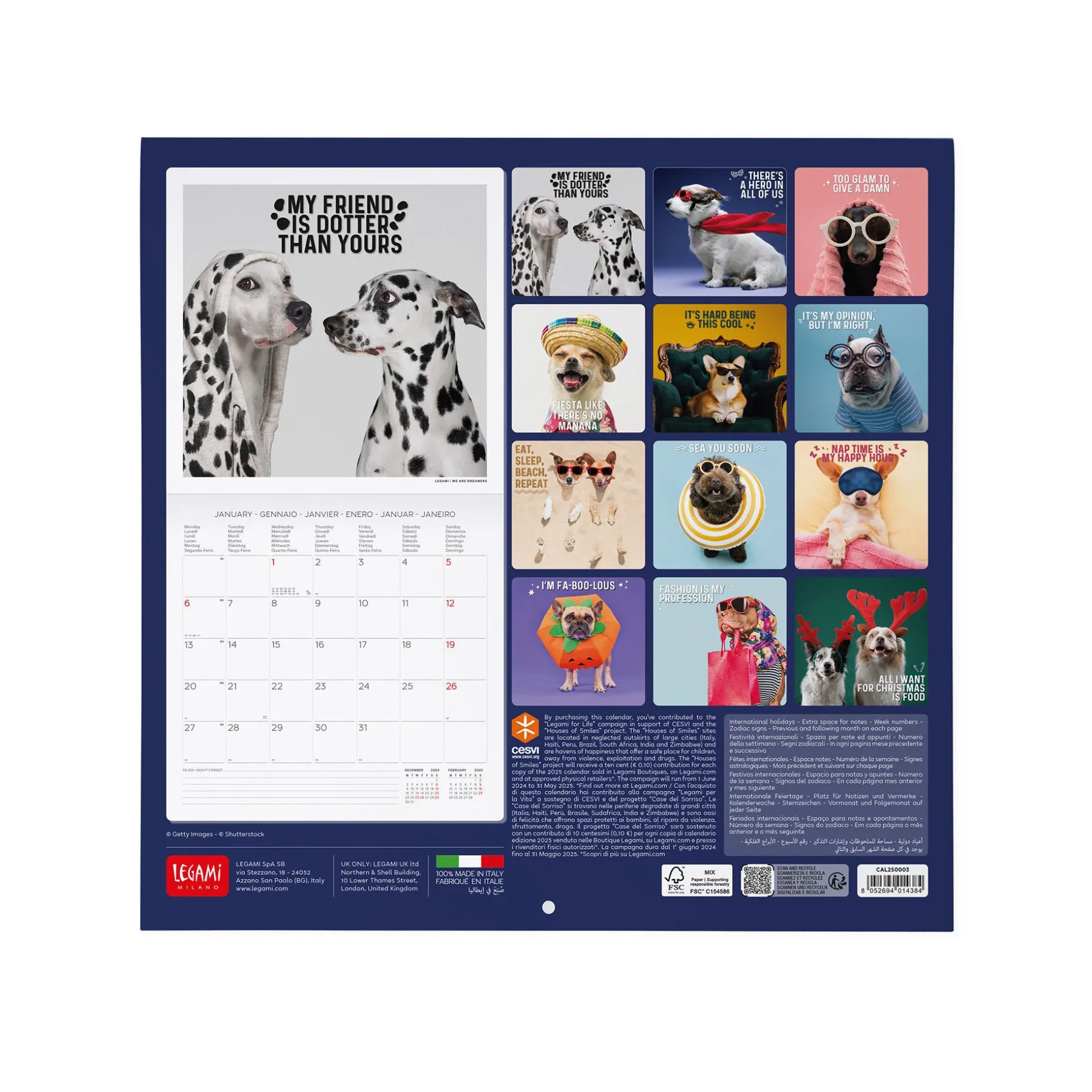 Calendrier Mural 2025 - 30 x 29 cm