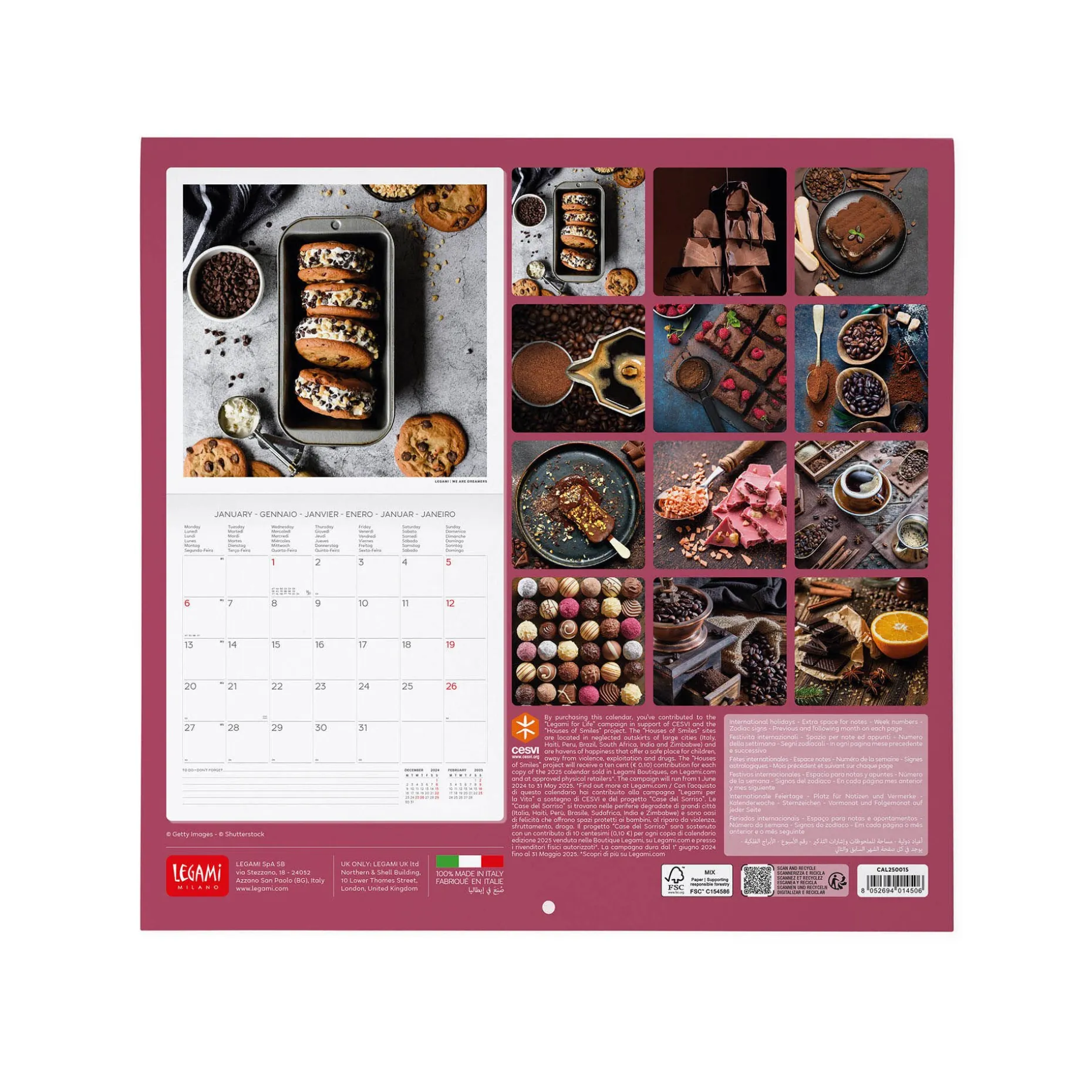 Calendrier Mural 2025 - 30 x 29 cm
