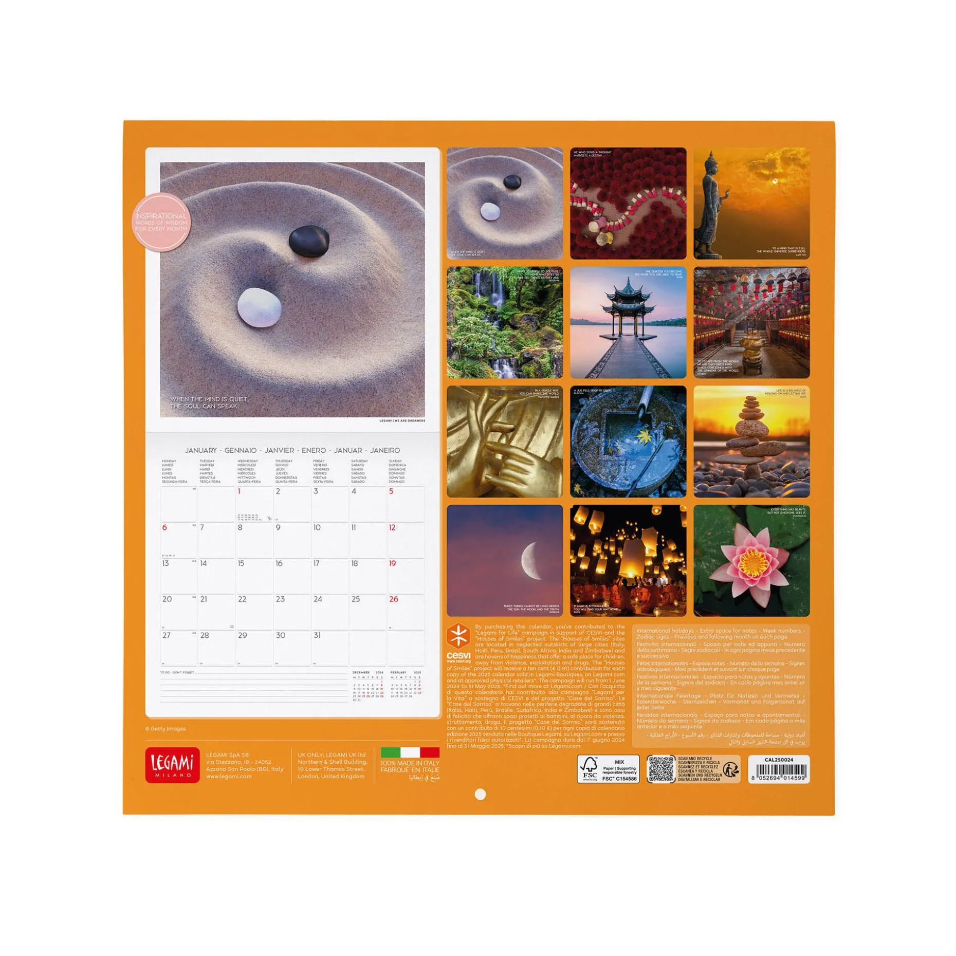 Calendrier Mural 2025 - 30 x 29 cm