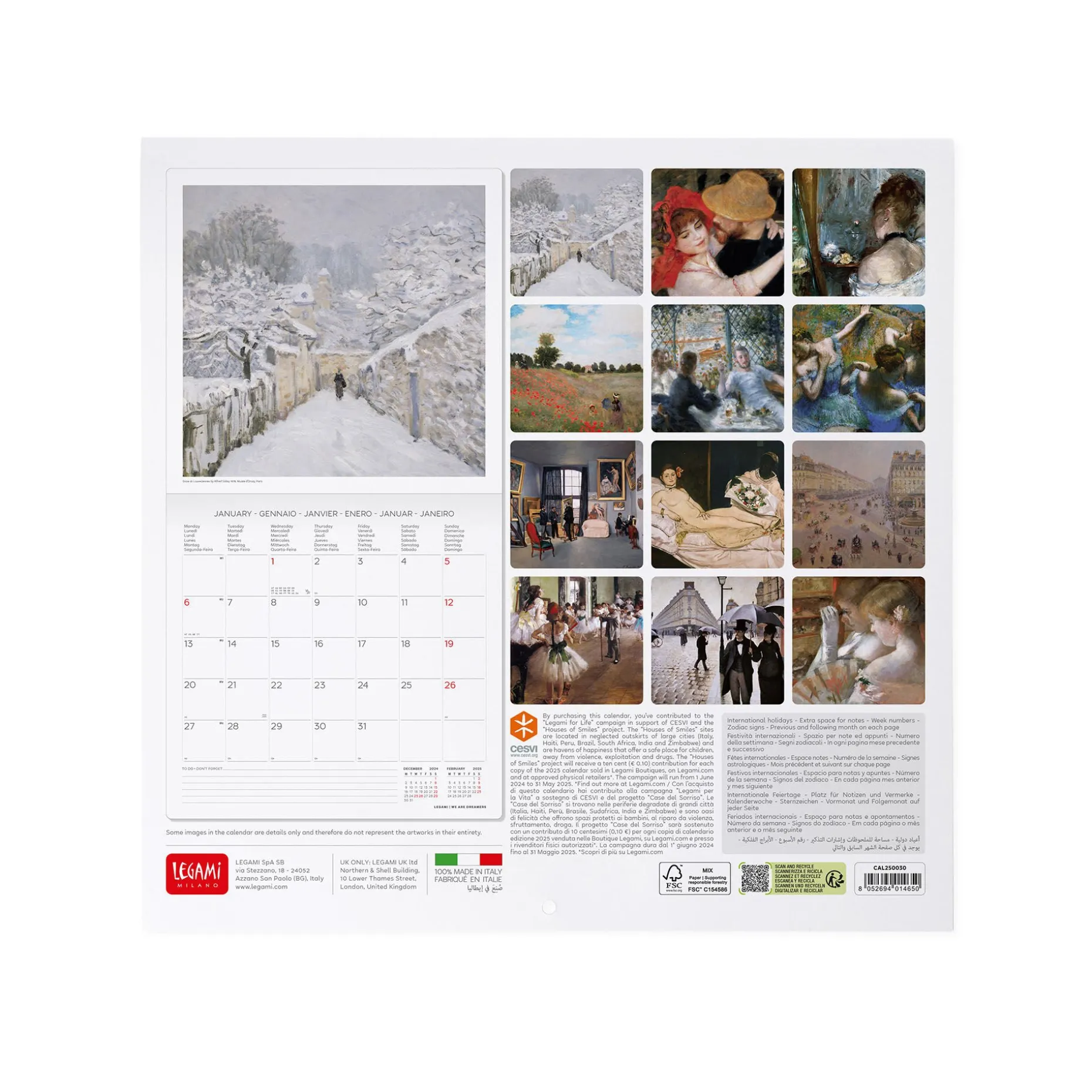 Calendrier Mural 2025 - 30 x 29 cm