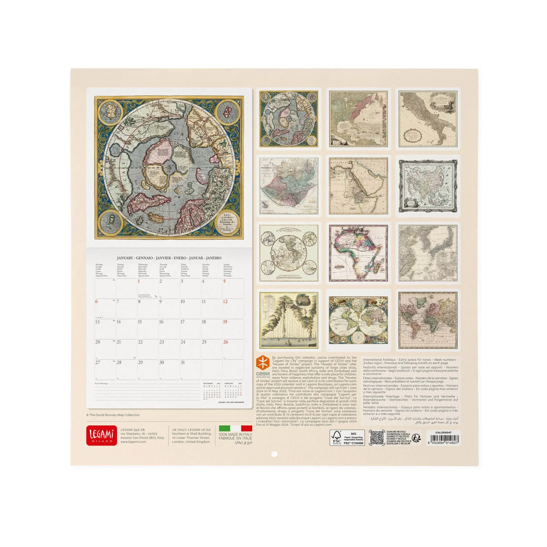 Calendrier Mural 2025 - 30 x 29 cm