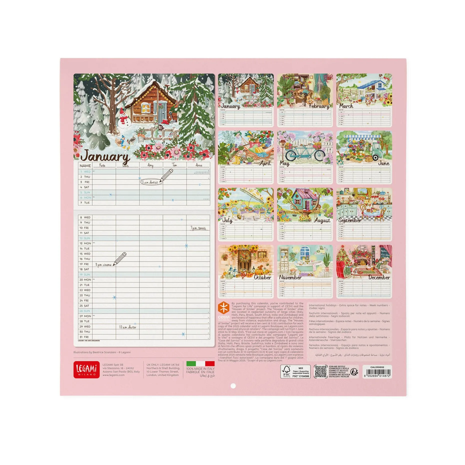 Calendrier Mural 2025 - 30 x 29 cm