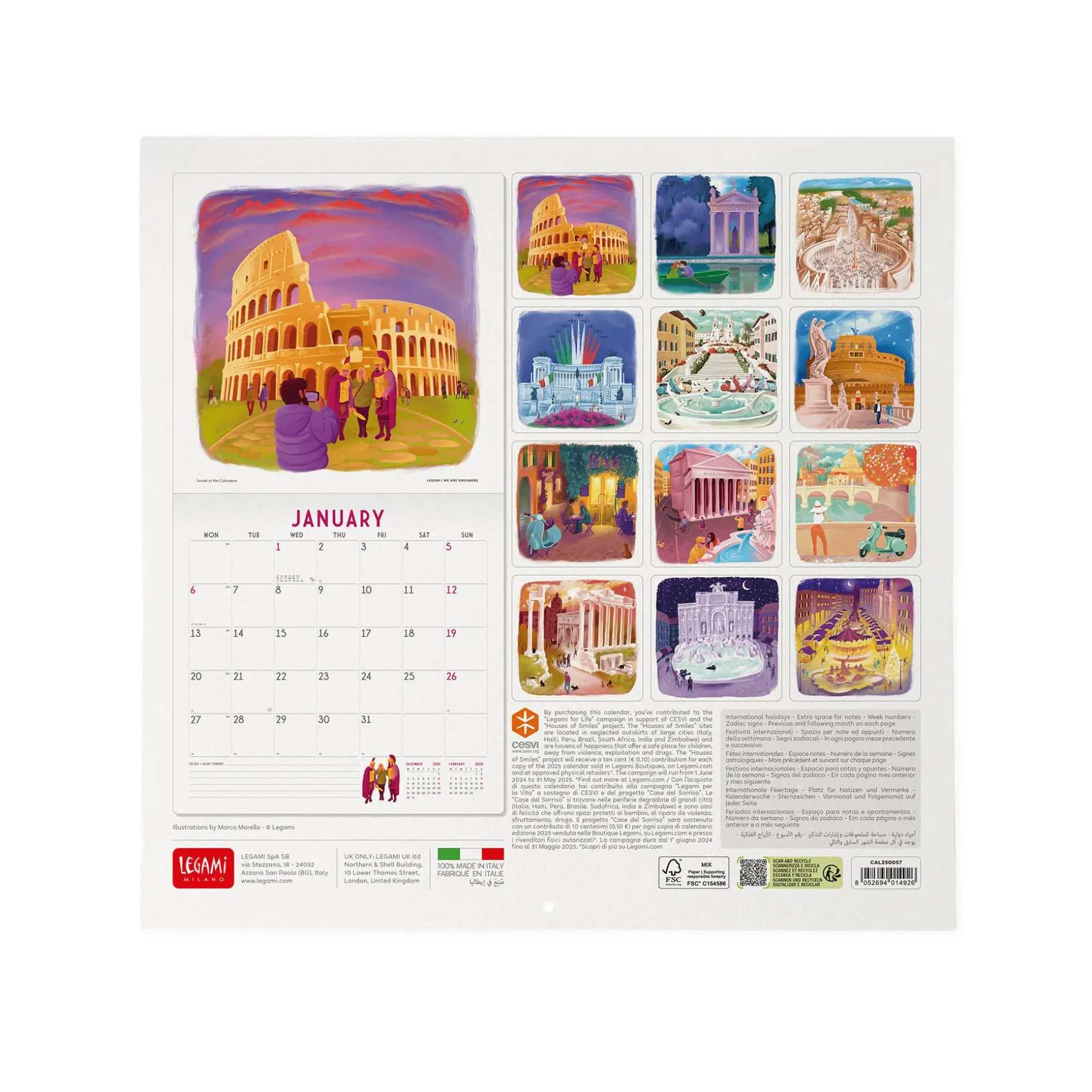 Calendrier Mural 2025 - 30 x 29 cm