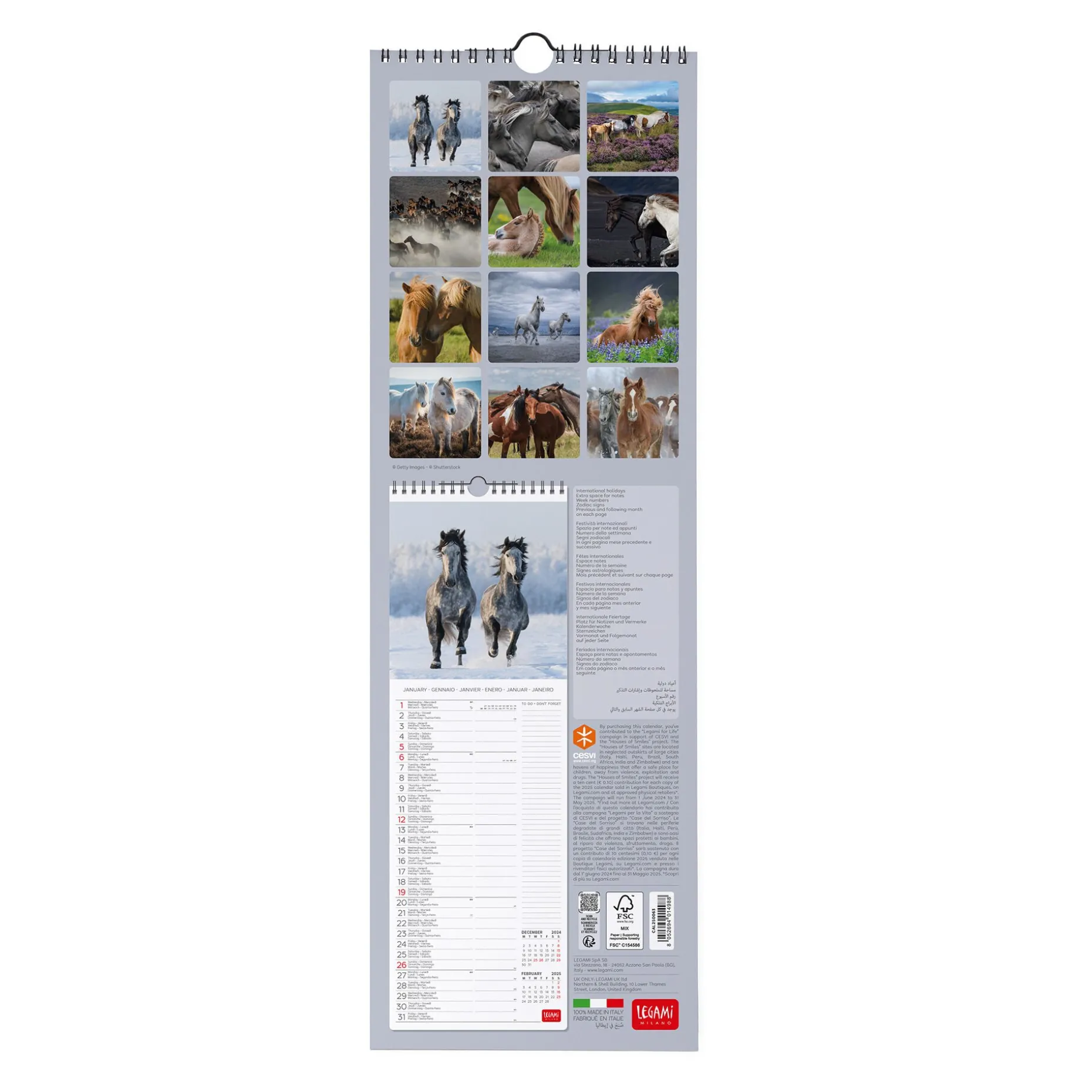 Calendrier Mural 2025 - 16 x 49 cm