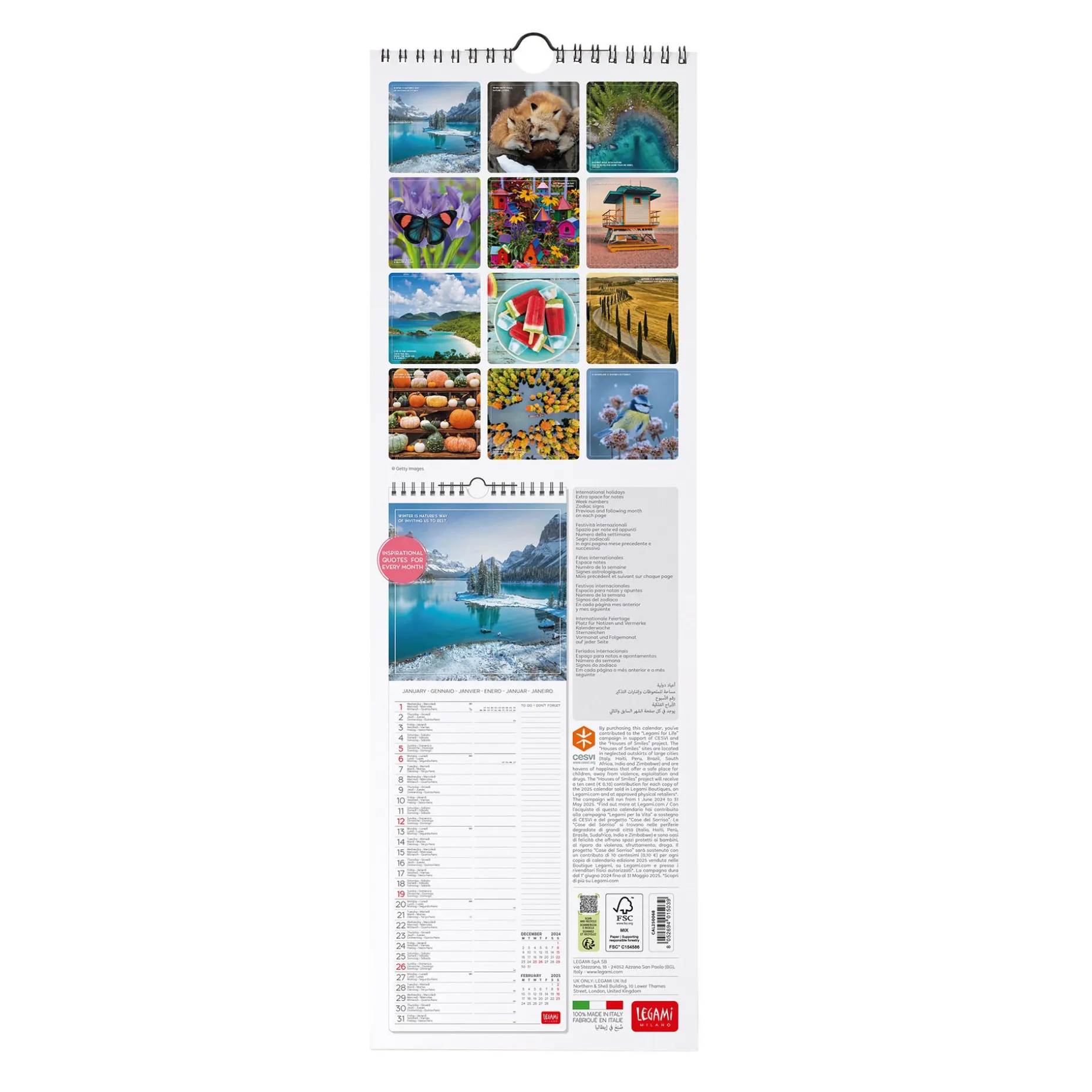 Calendrier Mural 2025 - 16 x 49 cm