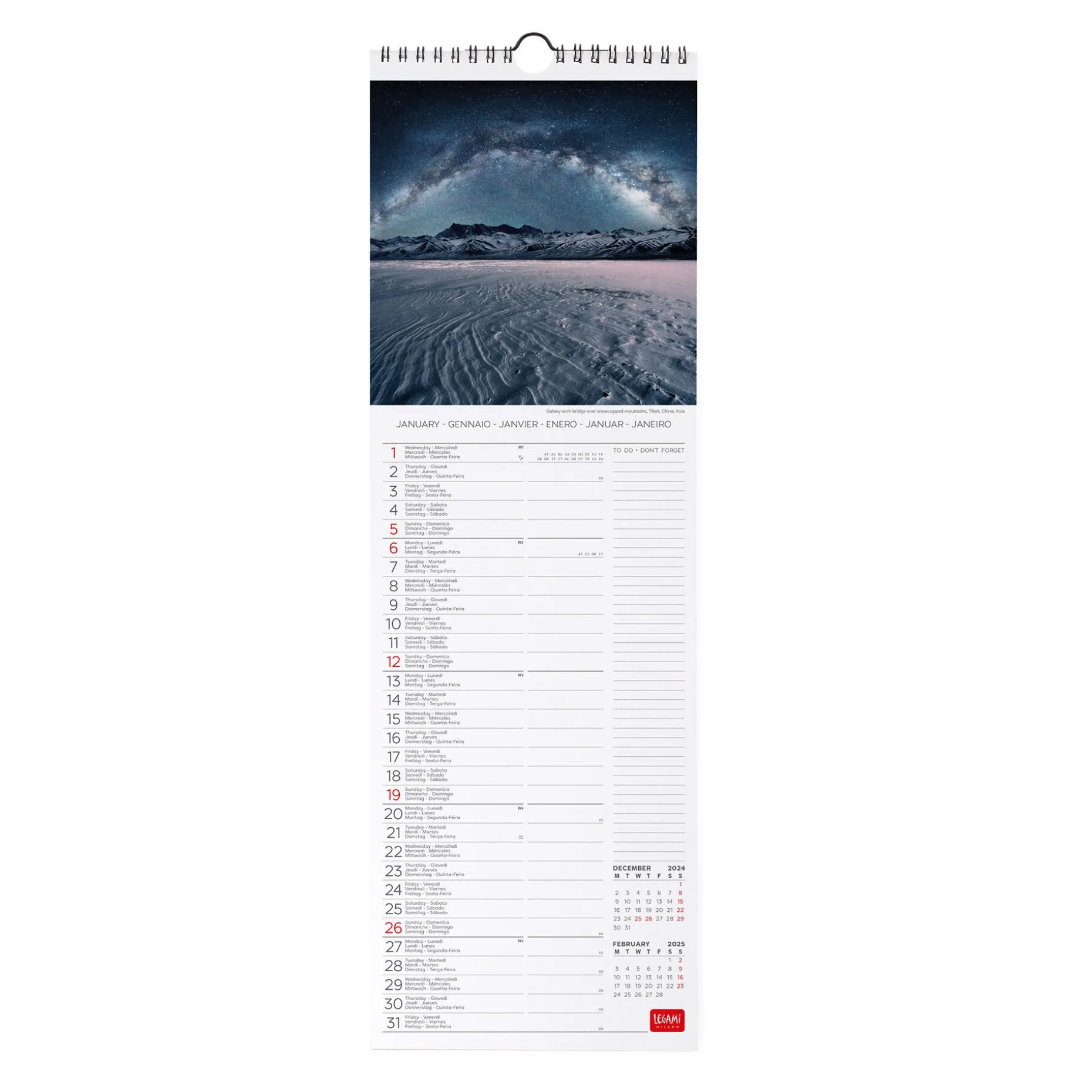 Calendrier Mural 2025 - 16 x 49 cm