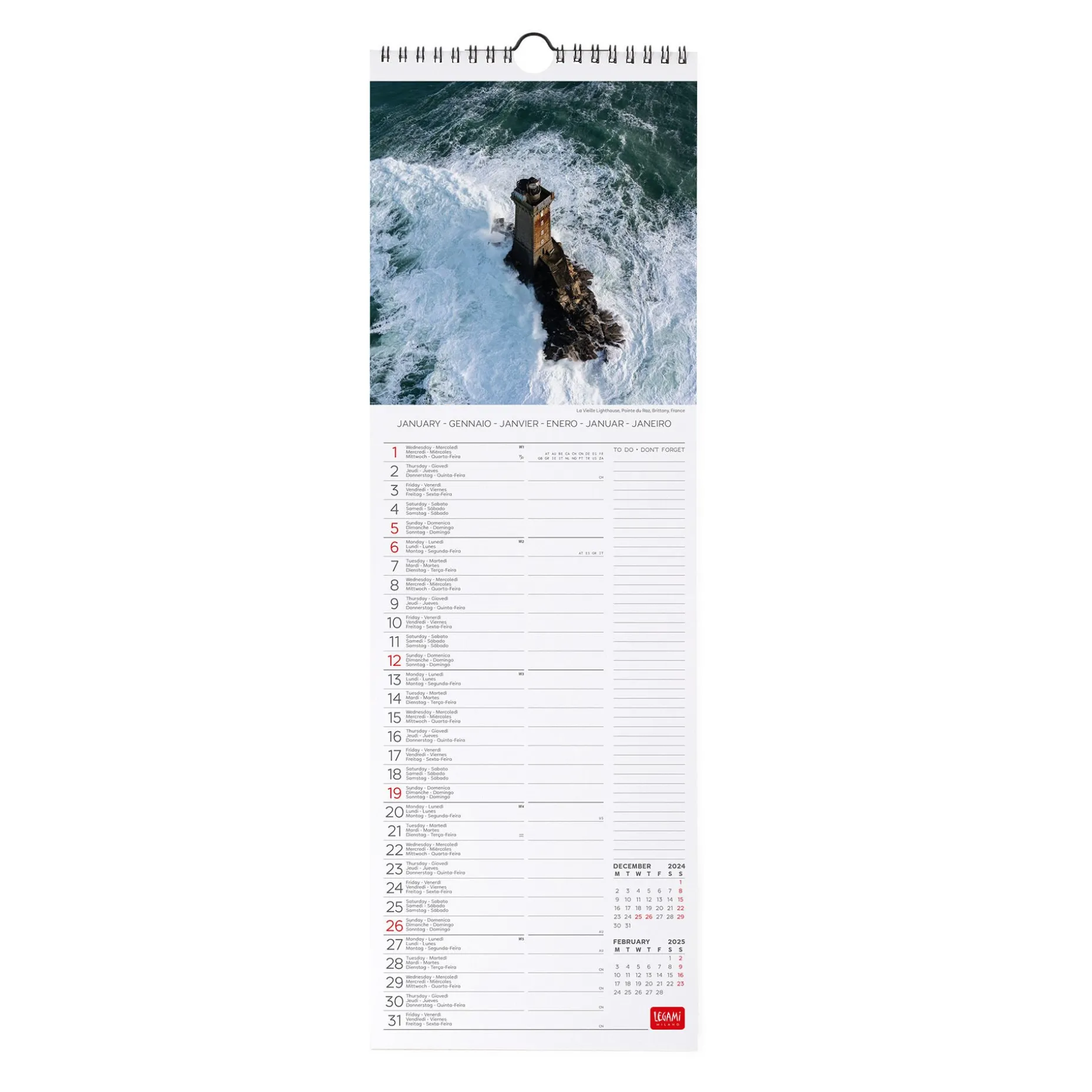 Calendrier Mural 2025 - 16 x 49 cm