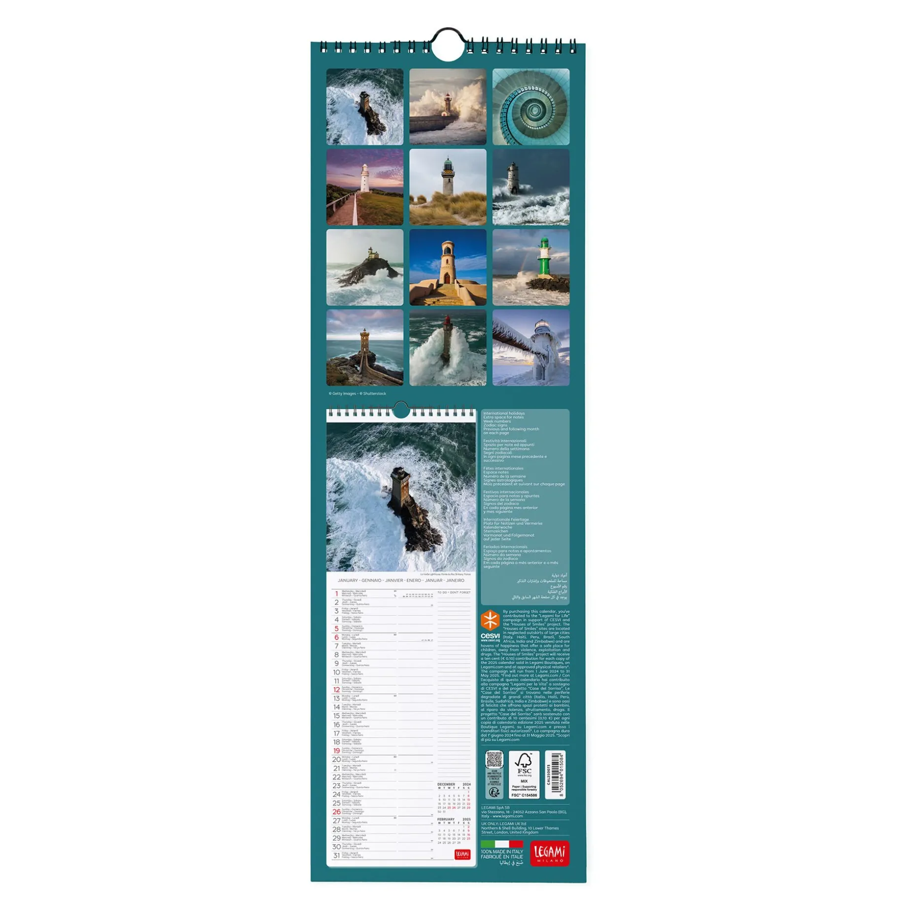 Calendrier Mural 2025 - 16 x 49 cm