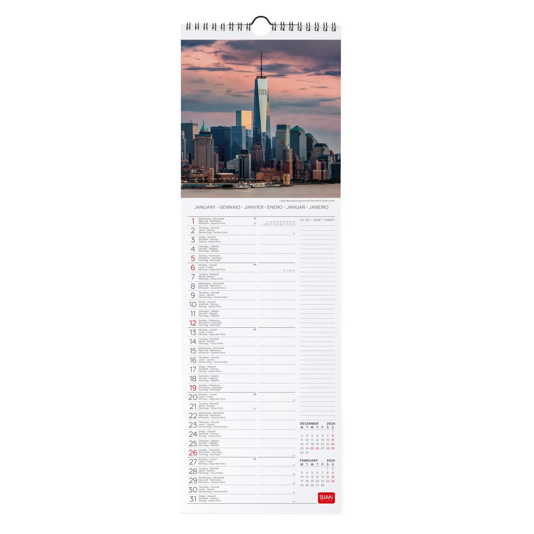 Calendrier Mural 2025 - 16 x 49 cm