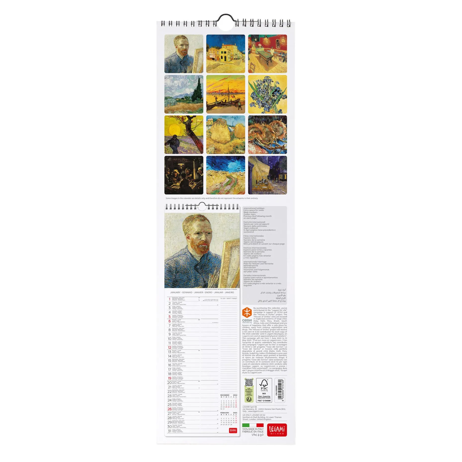 Calendrier Mural 2025 - 16 x 49 cm