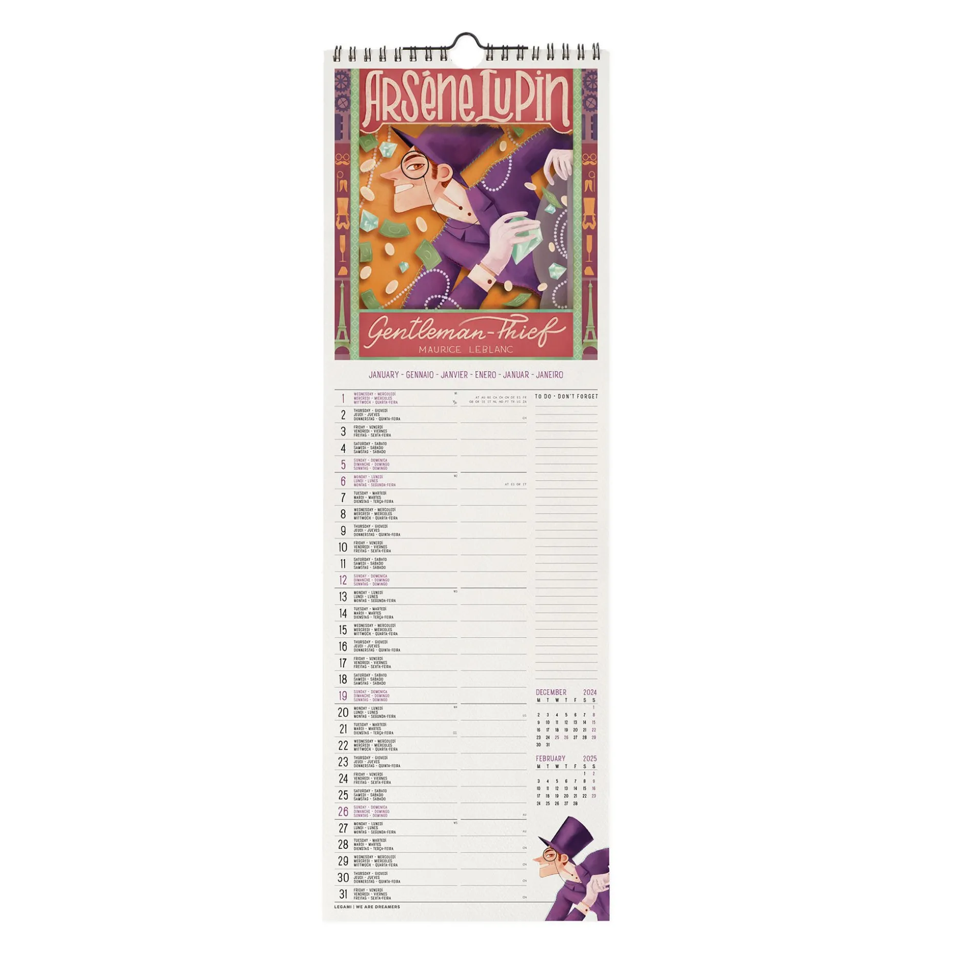 Calendrier Mural 2025 - 16 x 49 cm