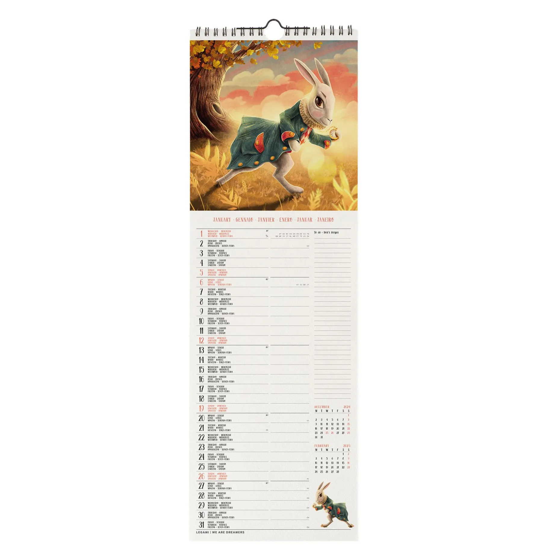 Calendrier Mural 2025 - 16 x 49 cm