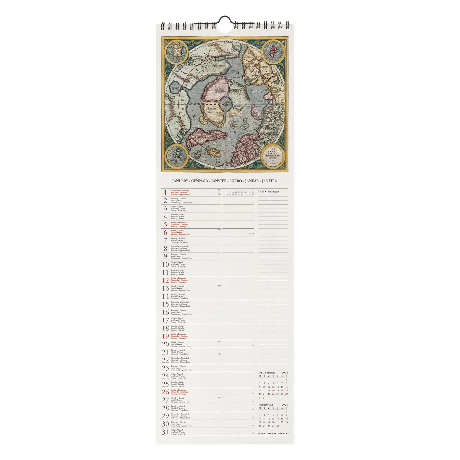 Calendrier Mural 2025 - 16 x 49 cm