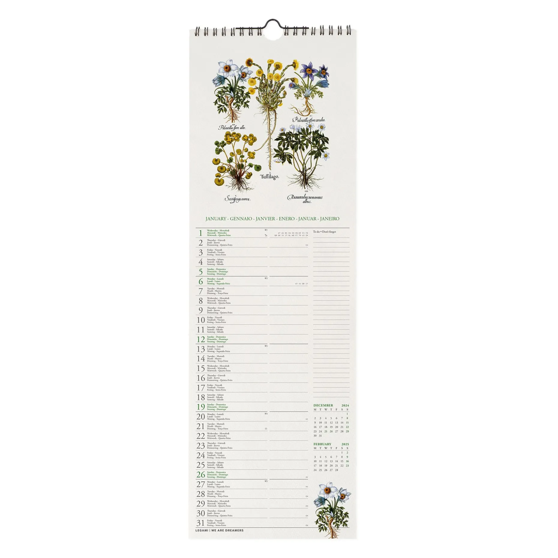 Calendrier Mural 2025 - 16 x 49 cm