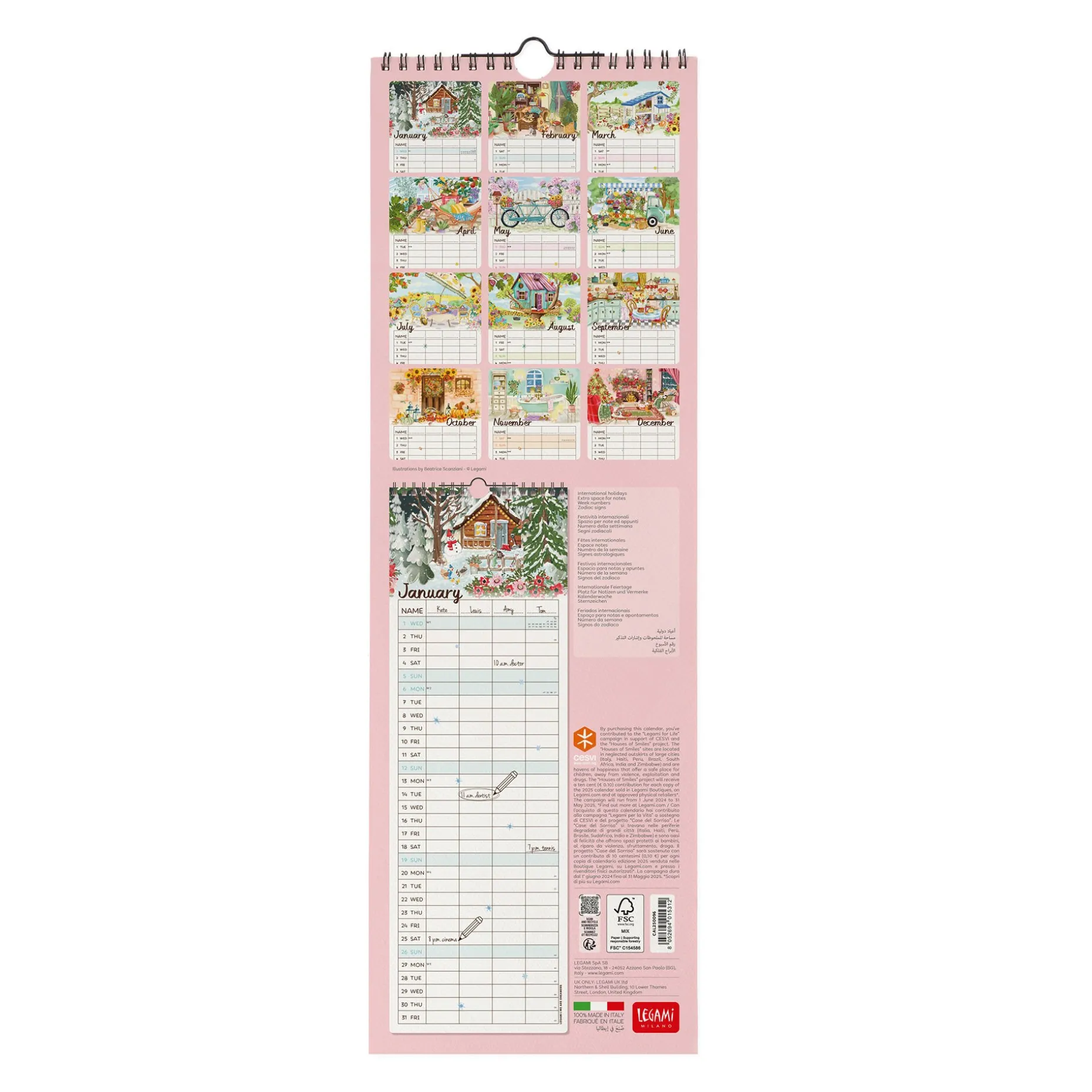 Calendrier Mural 2025 - 16 x 49 cm