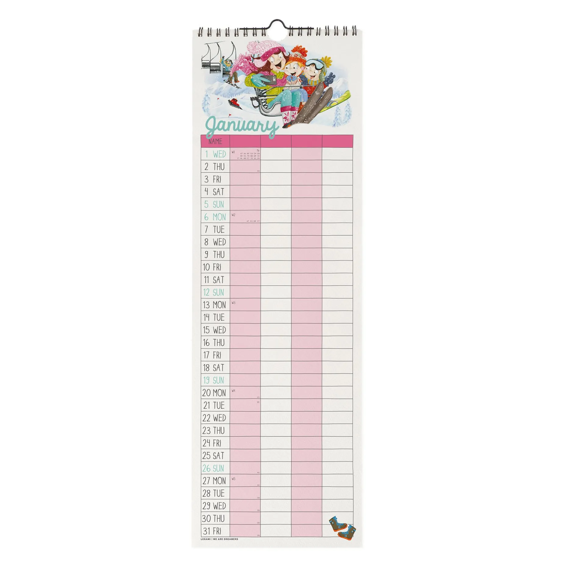 Calendrier Mural 2025 - 16 x 49 cm