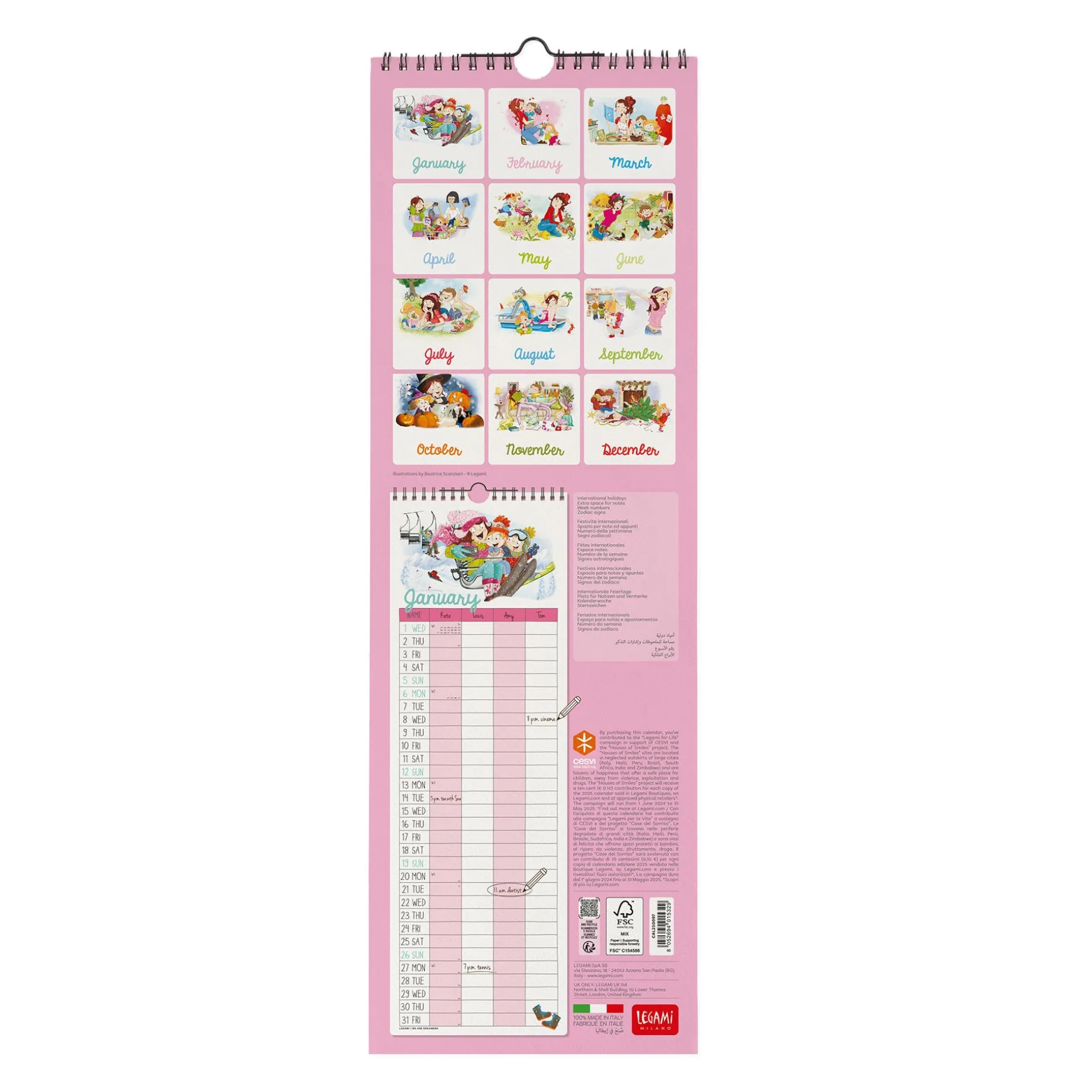Calendrier Mural 2025 - 16 x 49 cm