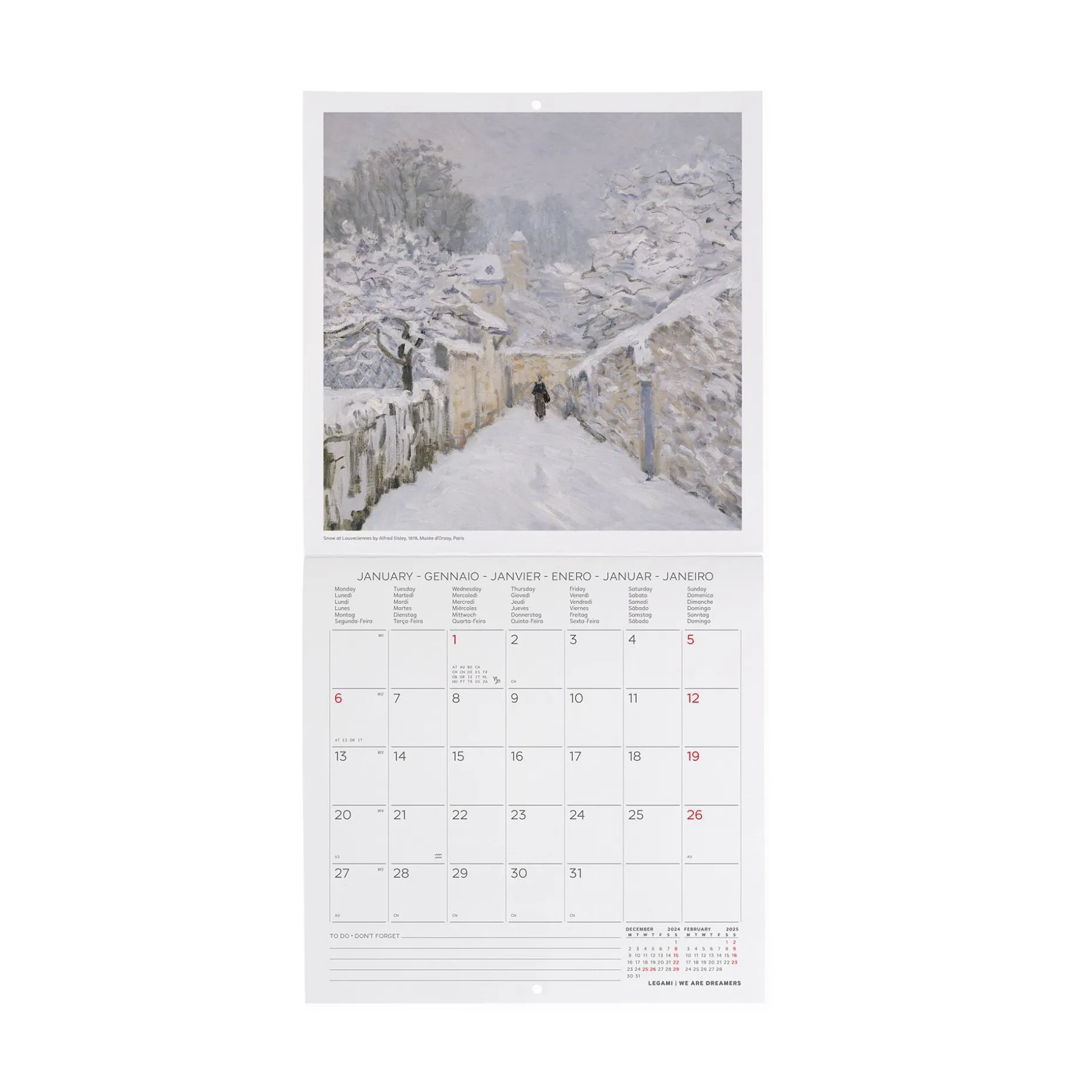 Calendrier Mural 2025 - 18 x 18 cm