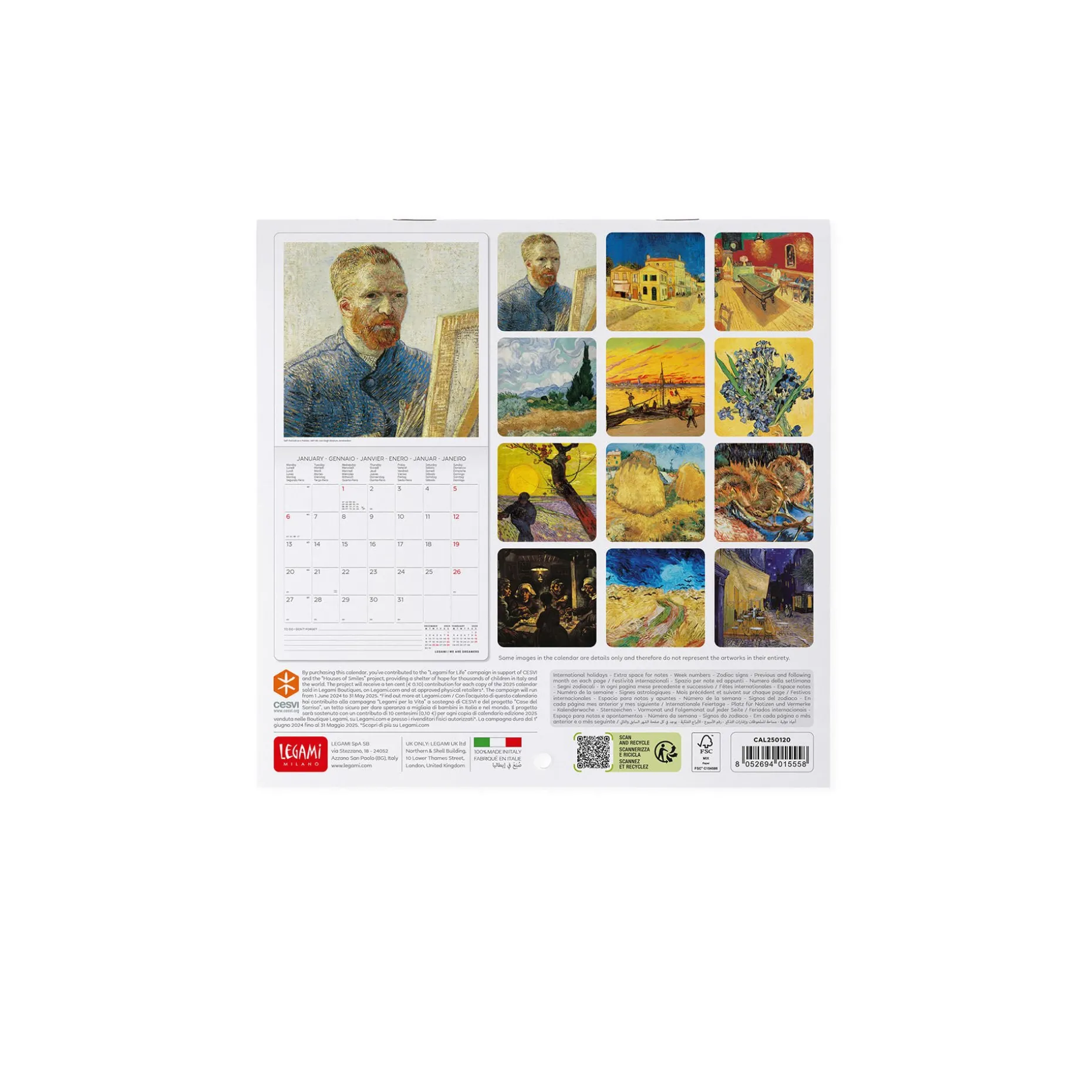 Calendrier Mural 2025 - 18 x 18 cm