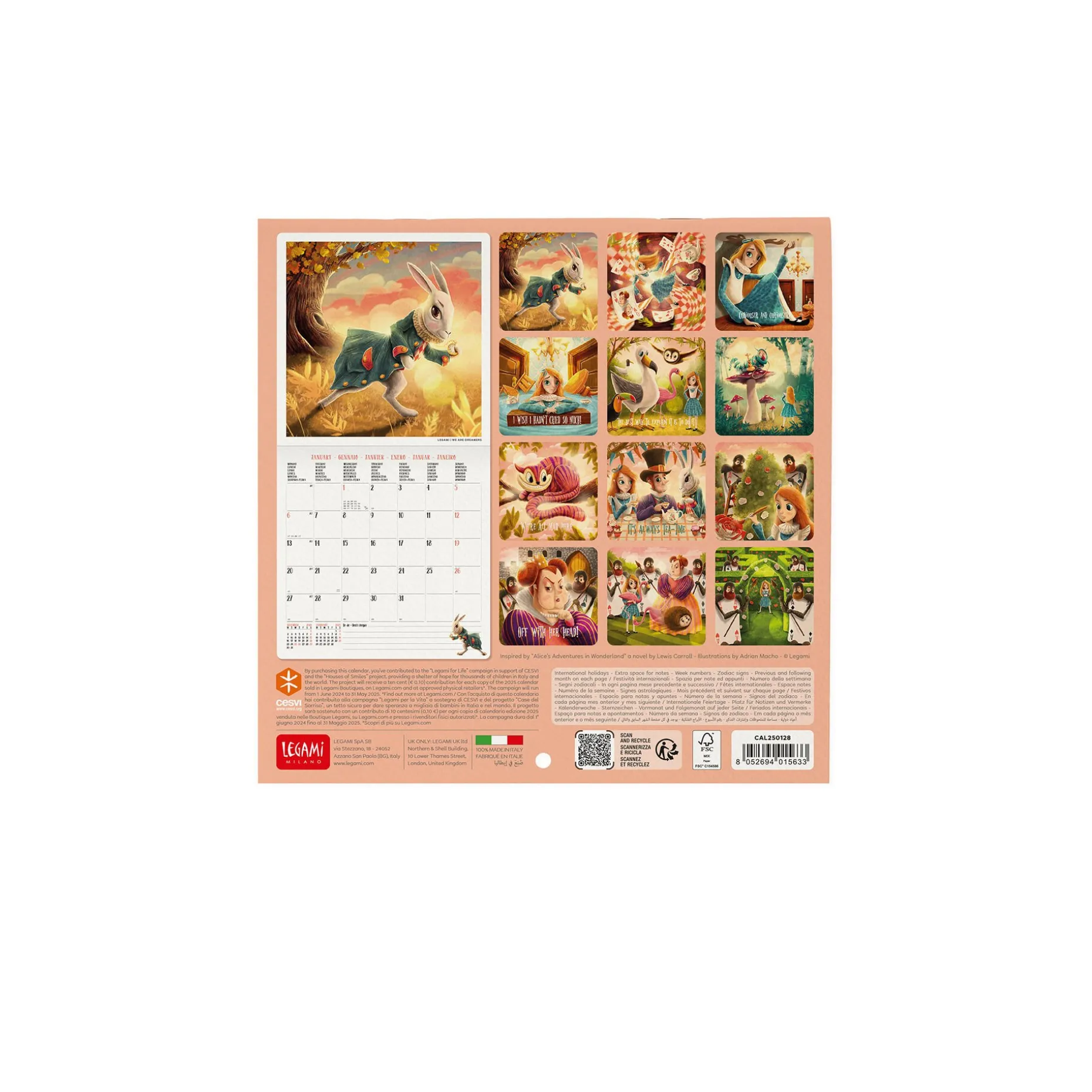 Calendrier Mural 2025 - 18 x 18 cm