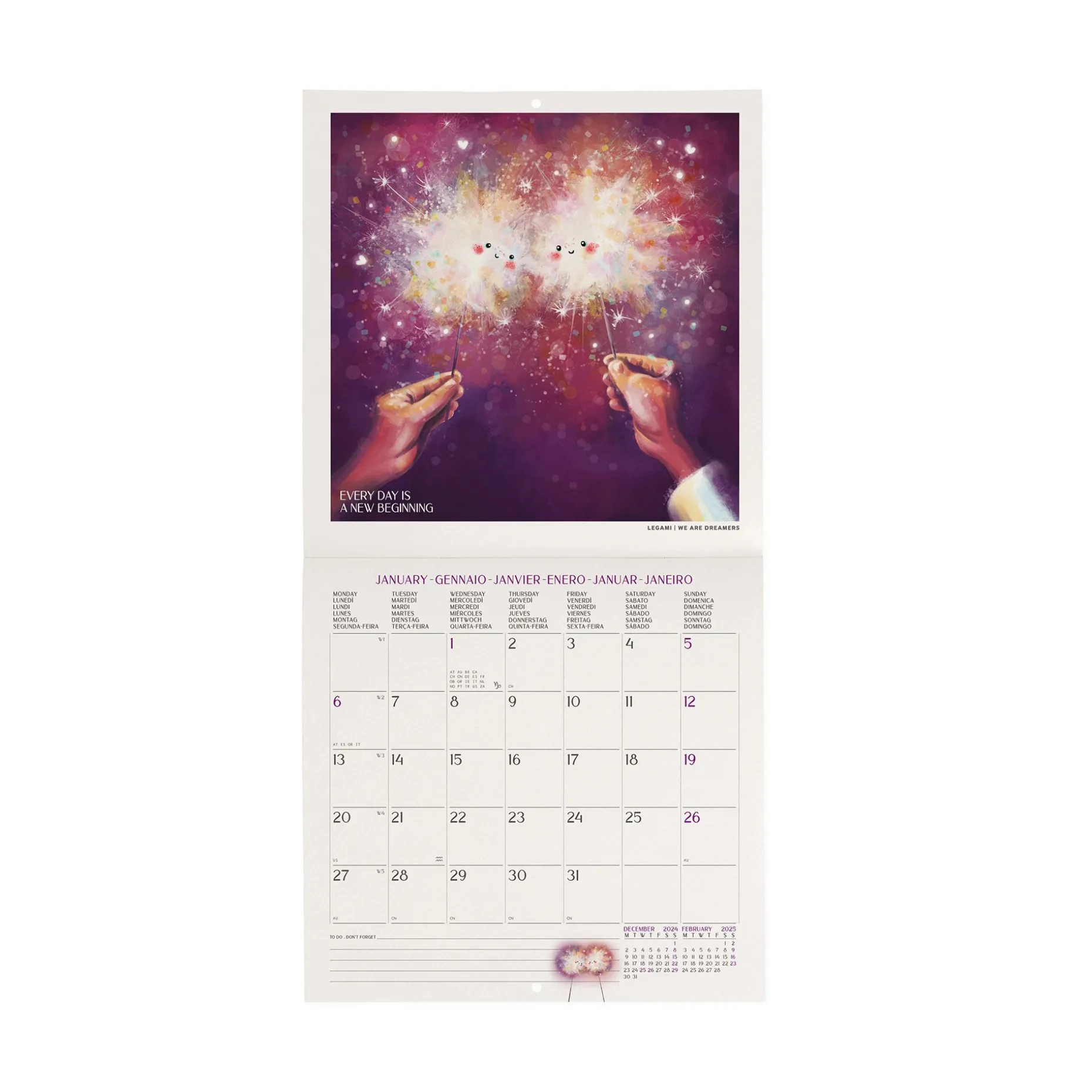 Calendrier Mural 2025 - 18 x 18 cm