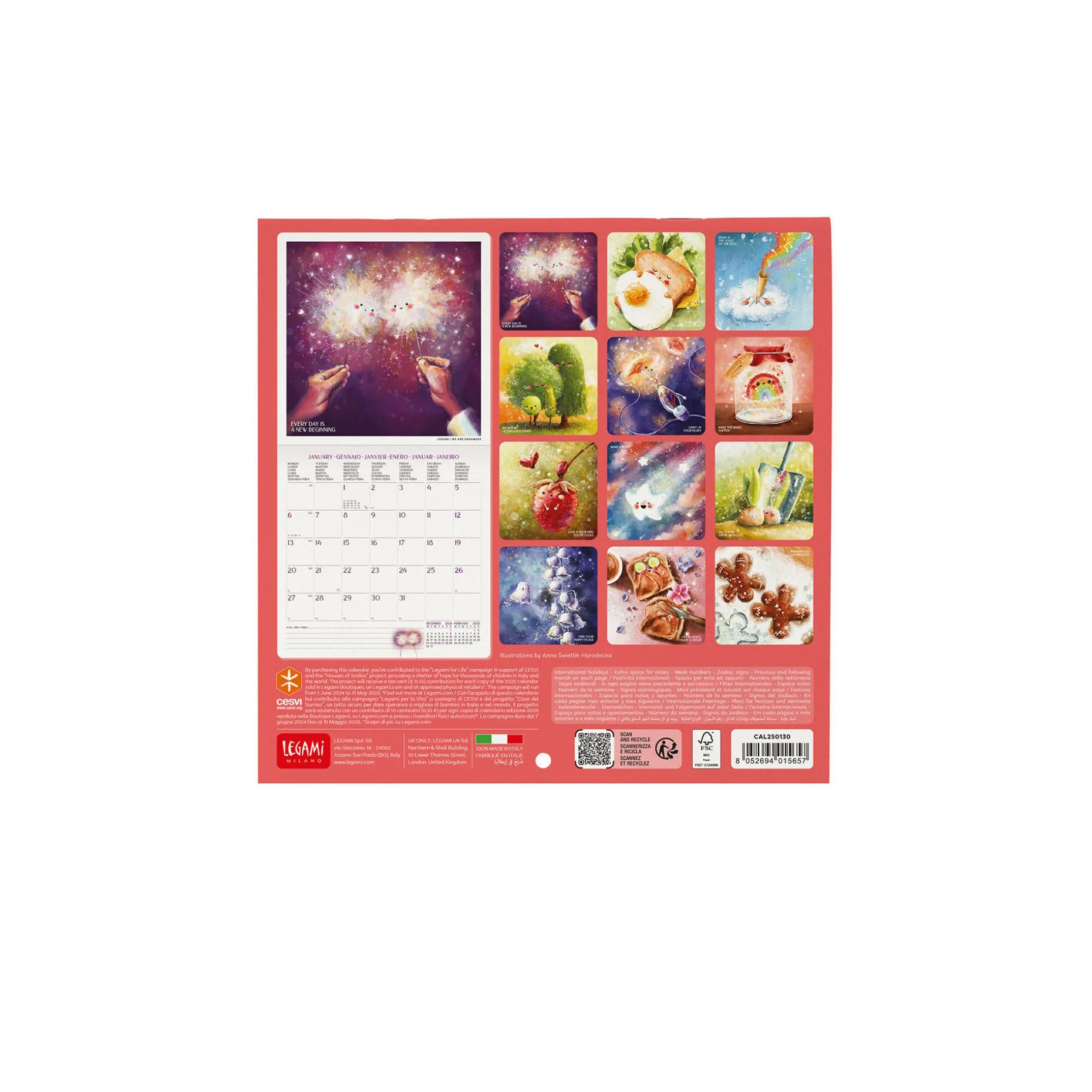 Calendrier Mural 2025 - 18 x 18 cm