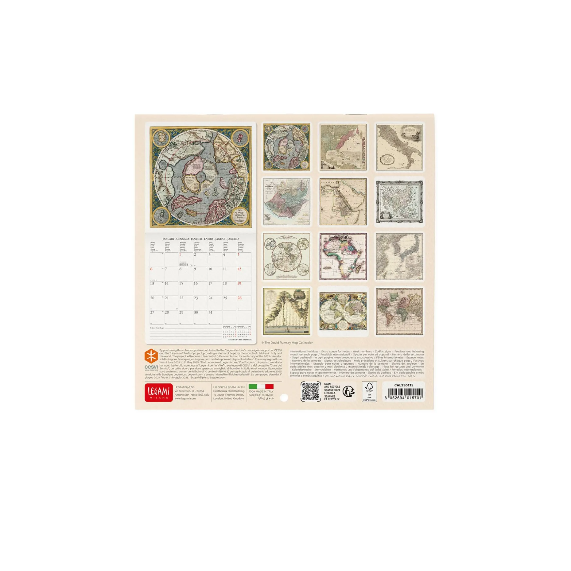 Calendrier Mural 2025 - 18 x 18 cm