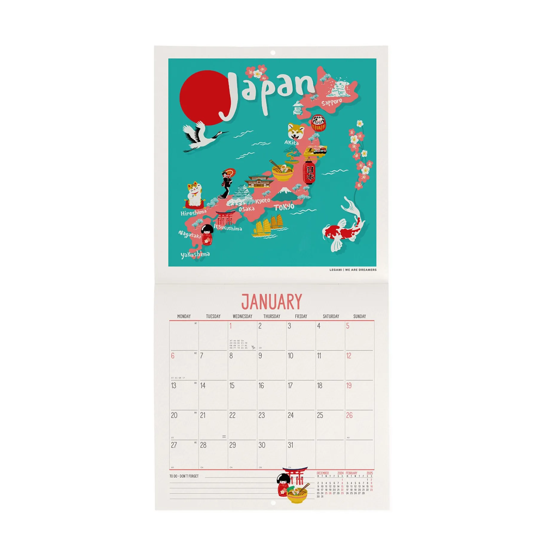 Calendrier Mural 2025 - 18 x 18 cm