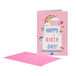 Carte d'Anniversaire - Rainbow Cake