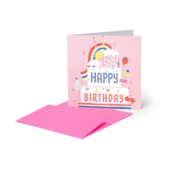 Carte d'Anniversaire - Rainbow Cake