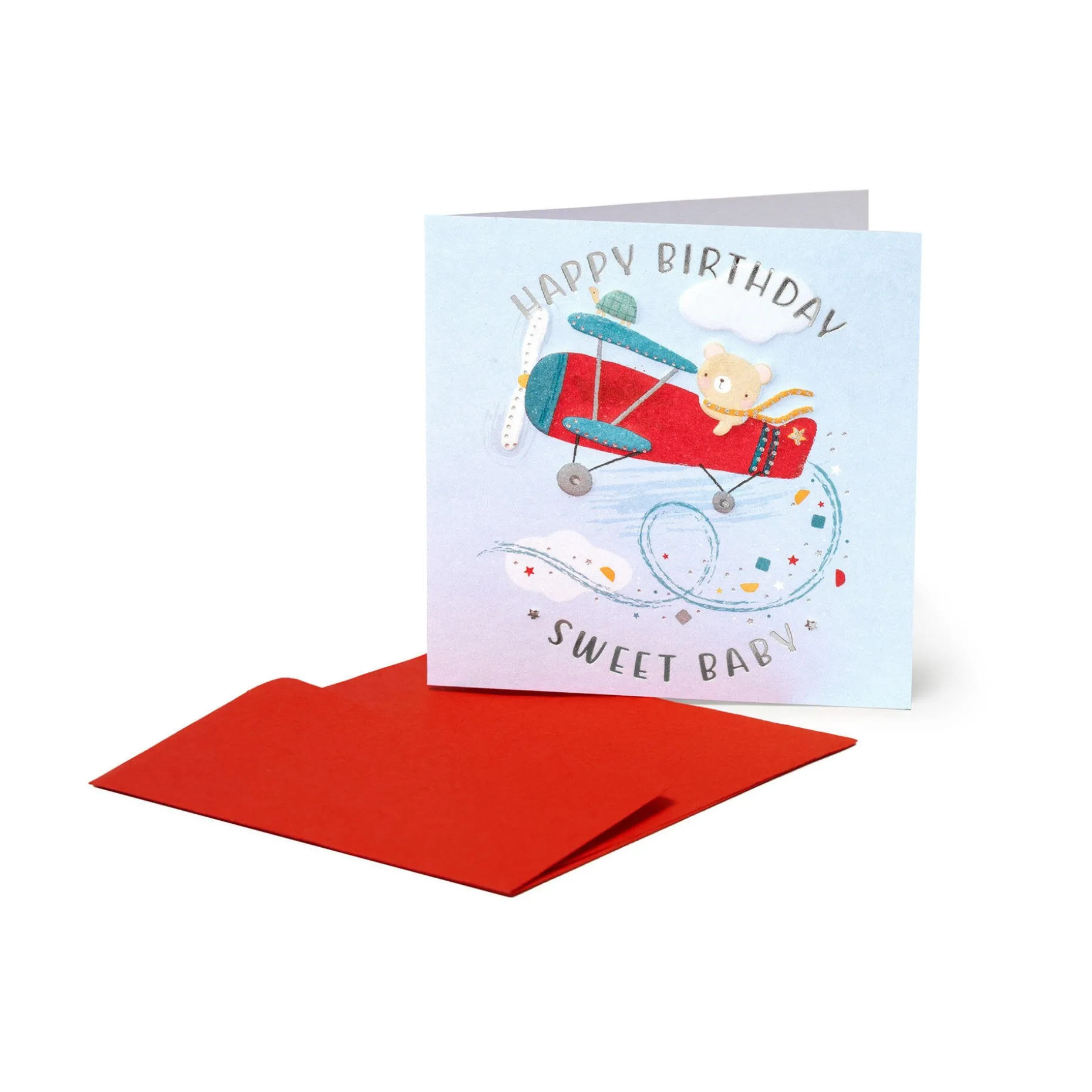 Carte d'Anniversaire - Teddy Plane