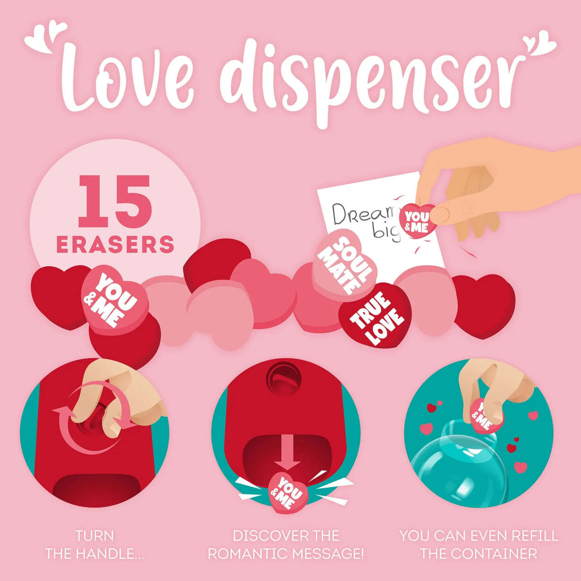 Mini Distributeur de Gommes - Love Dispenser