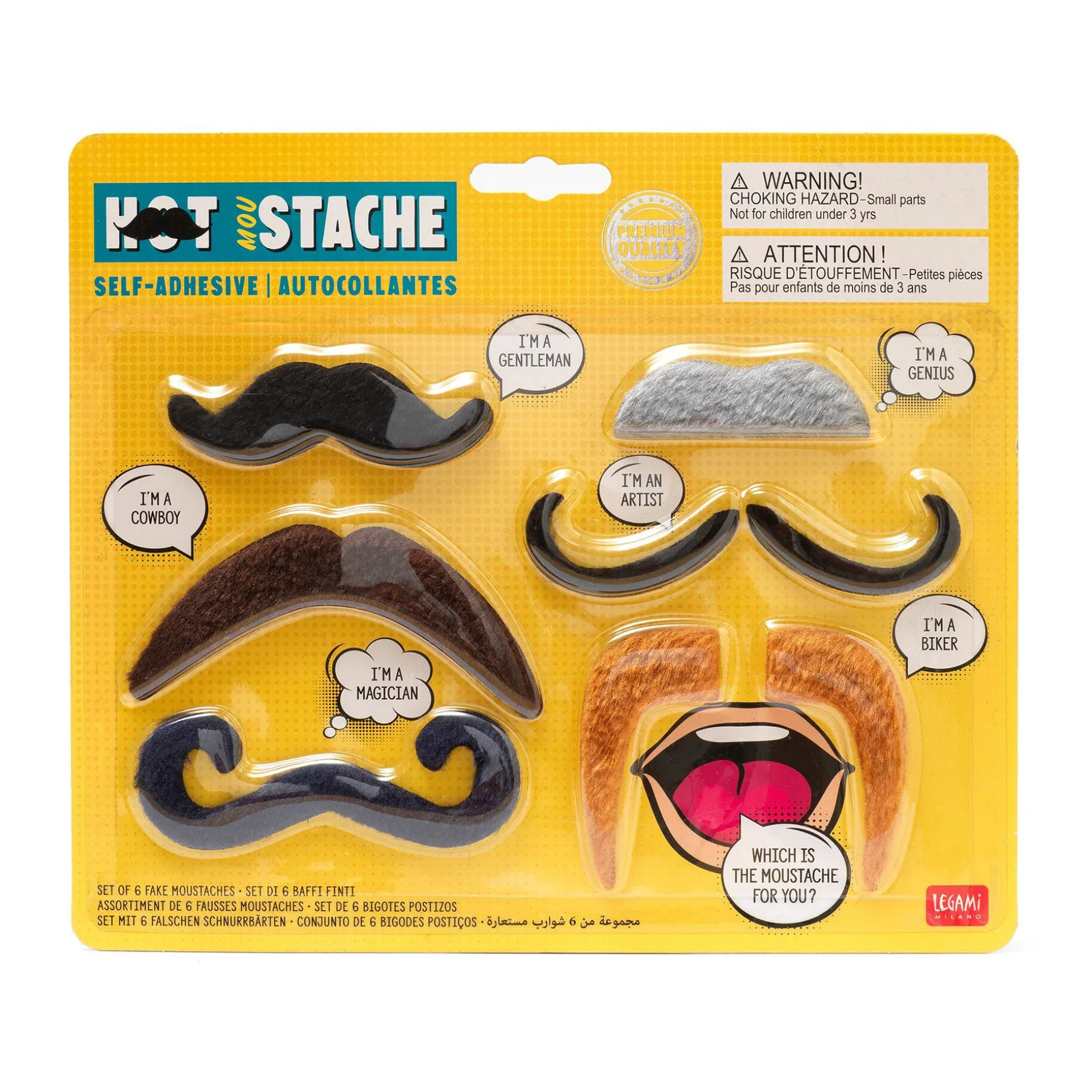 Set de 6 Fausses Moustaches Autocollantes - Hot MouStache