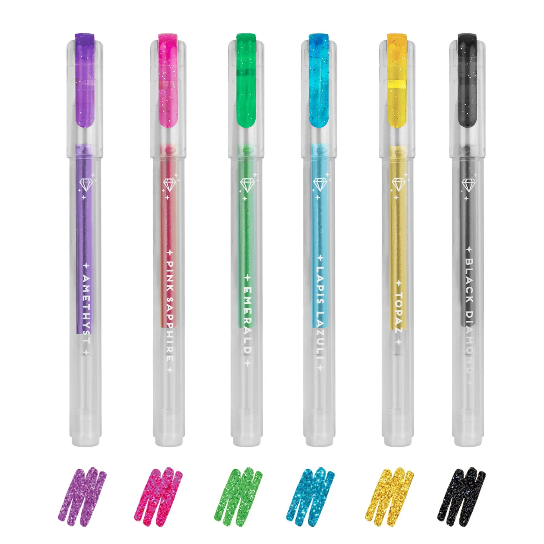 Set de 6 Mini Stylos à Encre Gel Glitter - Shine Like a Diamond