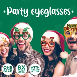 Set de 8 Paires de Lunettes de Noël en Papier