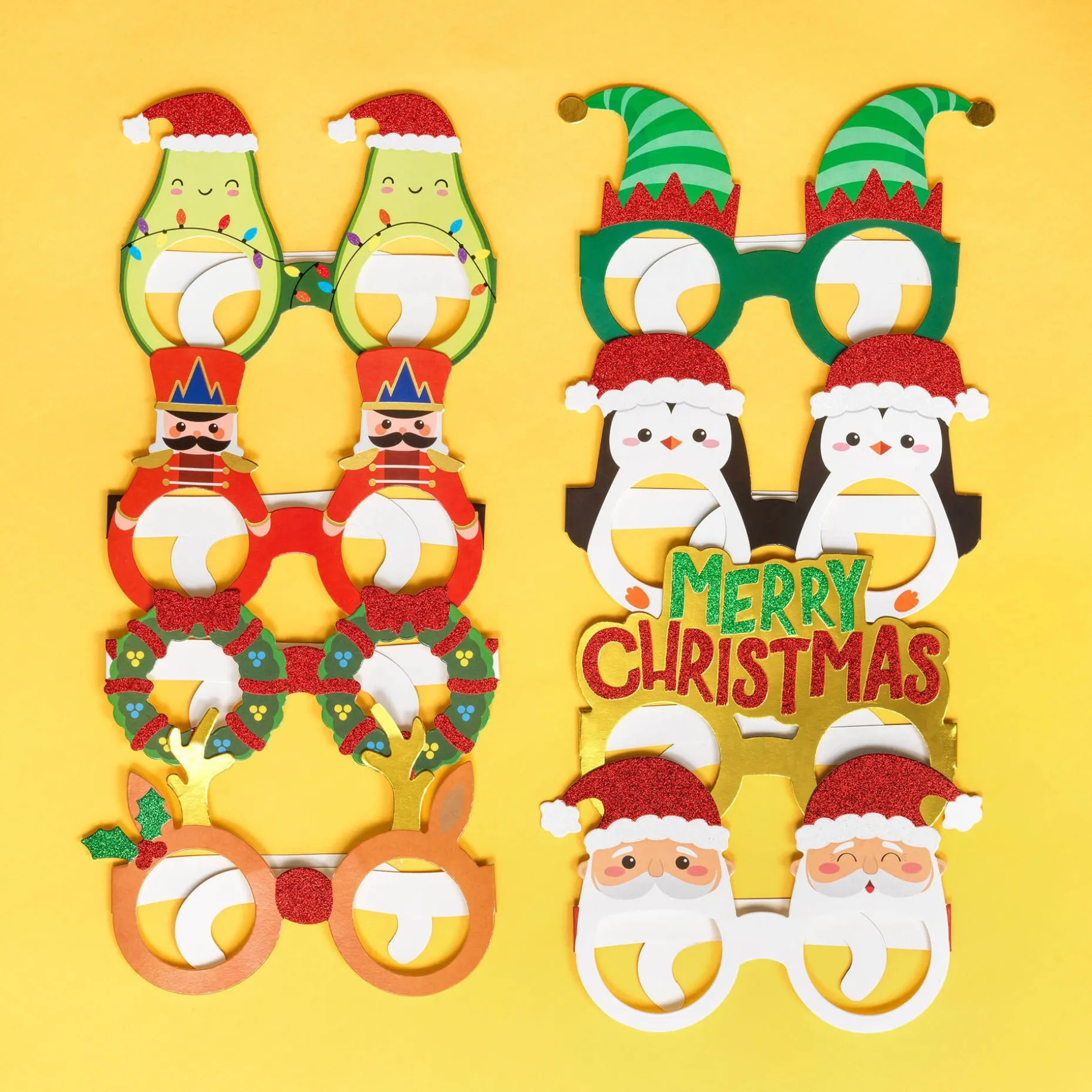 Set de 8 Paires de Lunettes de Noël en Papier