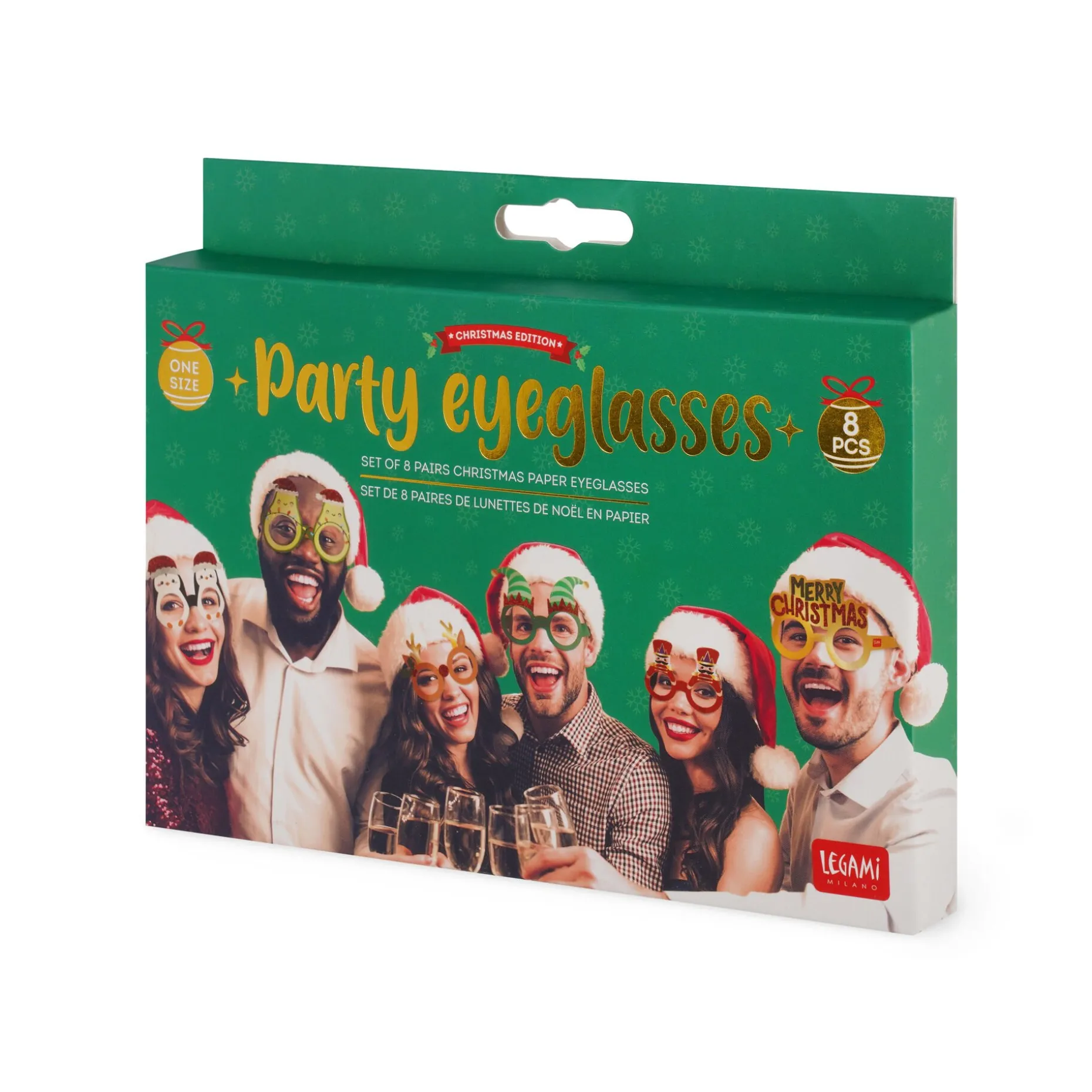 Set de 8 Paires de Lunettes de Noël en Papier