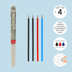 Set de 4 Recharges pour Stylo à Encre Gel Effaçable 3 Couleurs