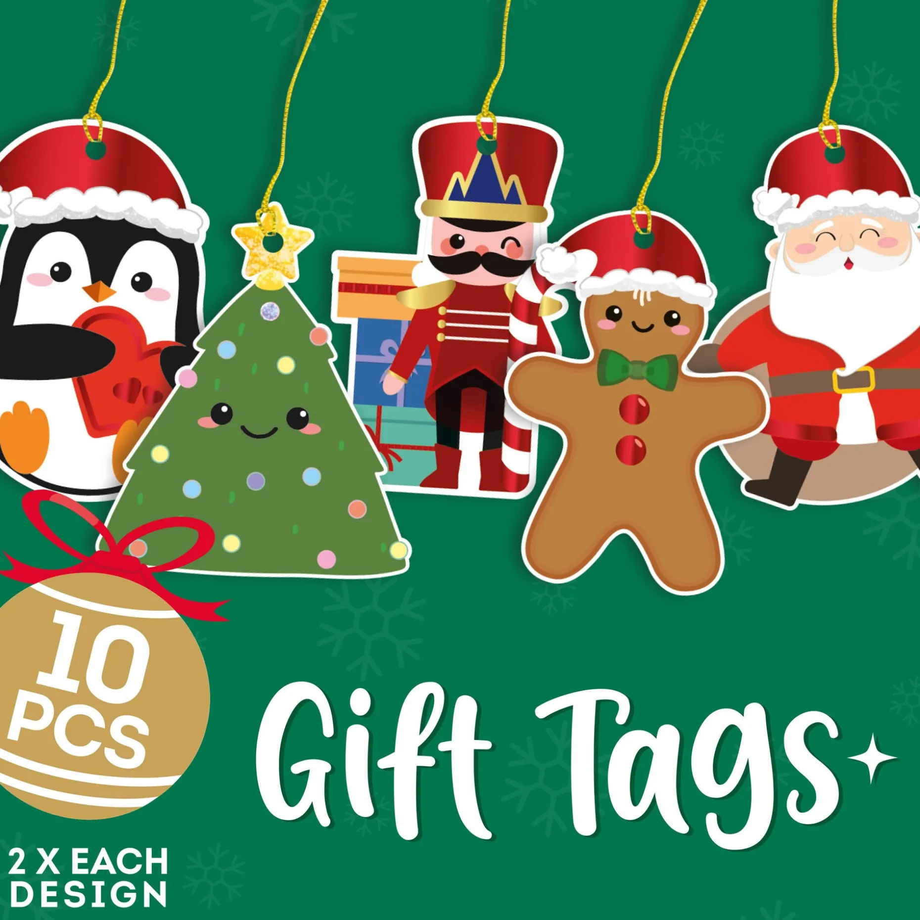 Set de 10 Étiquettes de Cadeau de Noël