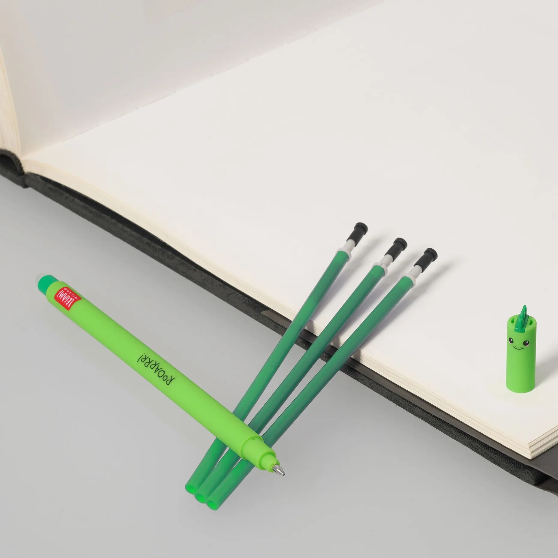 Set Stylo effaçable Dino et recharge verte