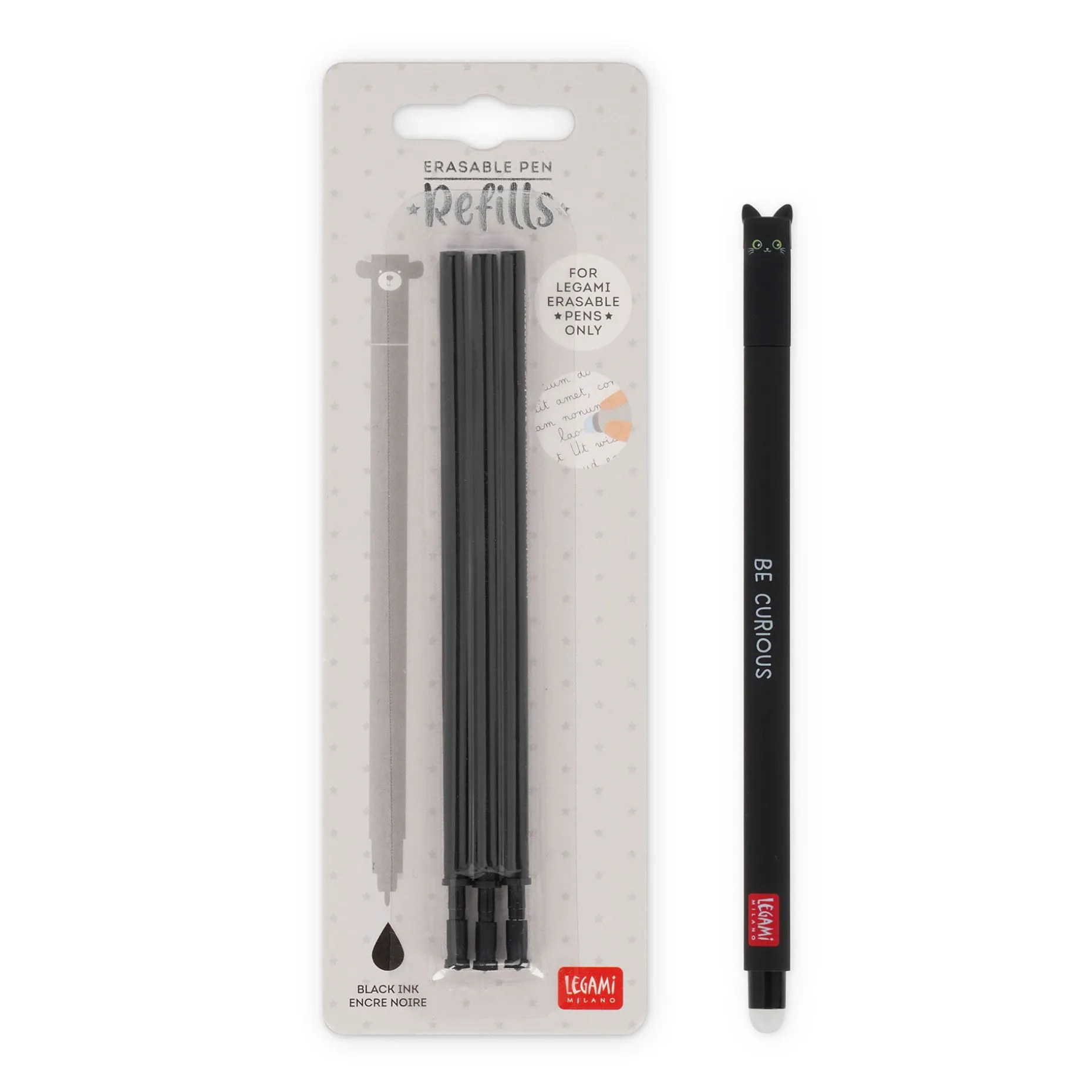 Set Stylo effaçable Kitty et recharge noire